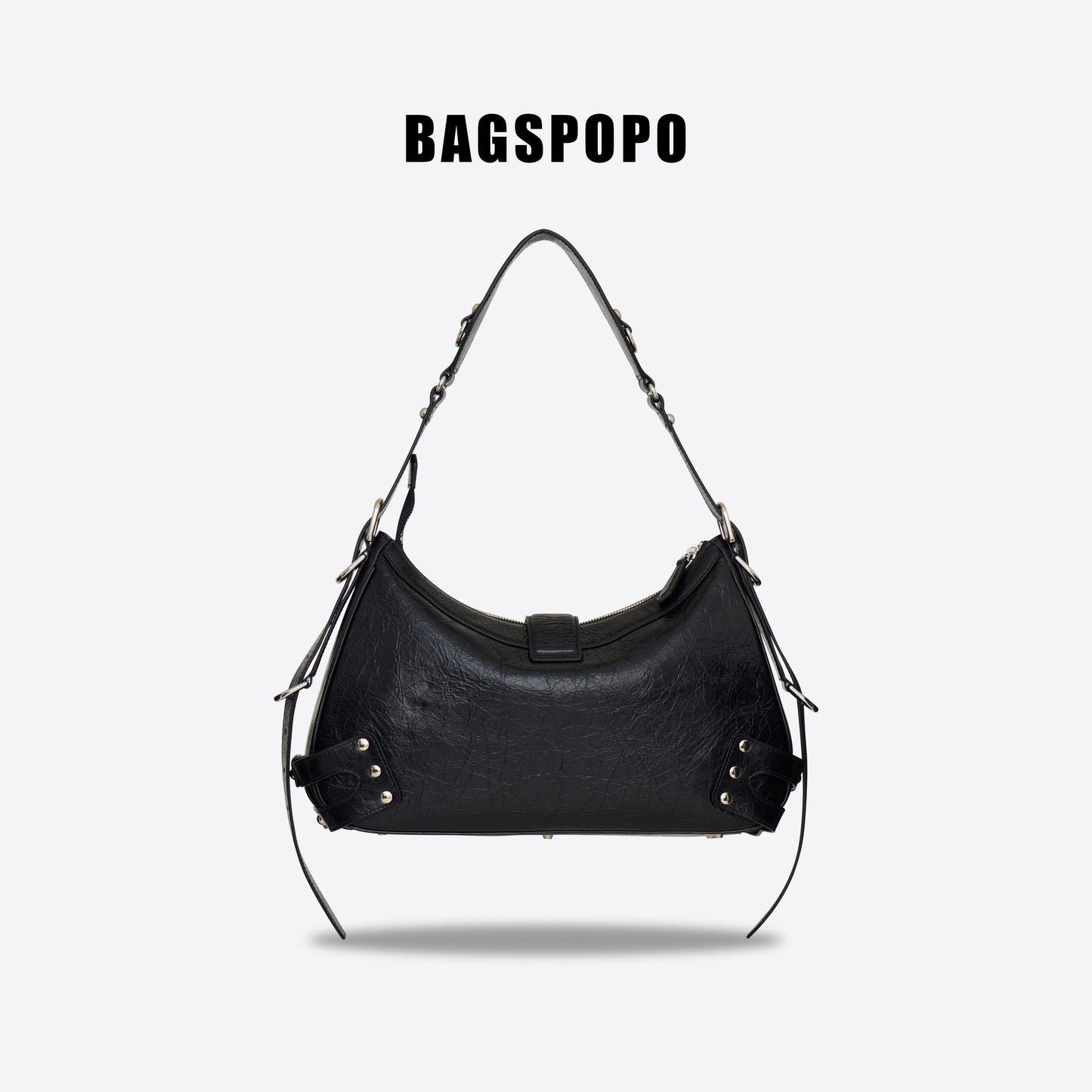 Large Wonton Bag-Leather Crossbody Bag-BLACK