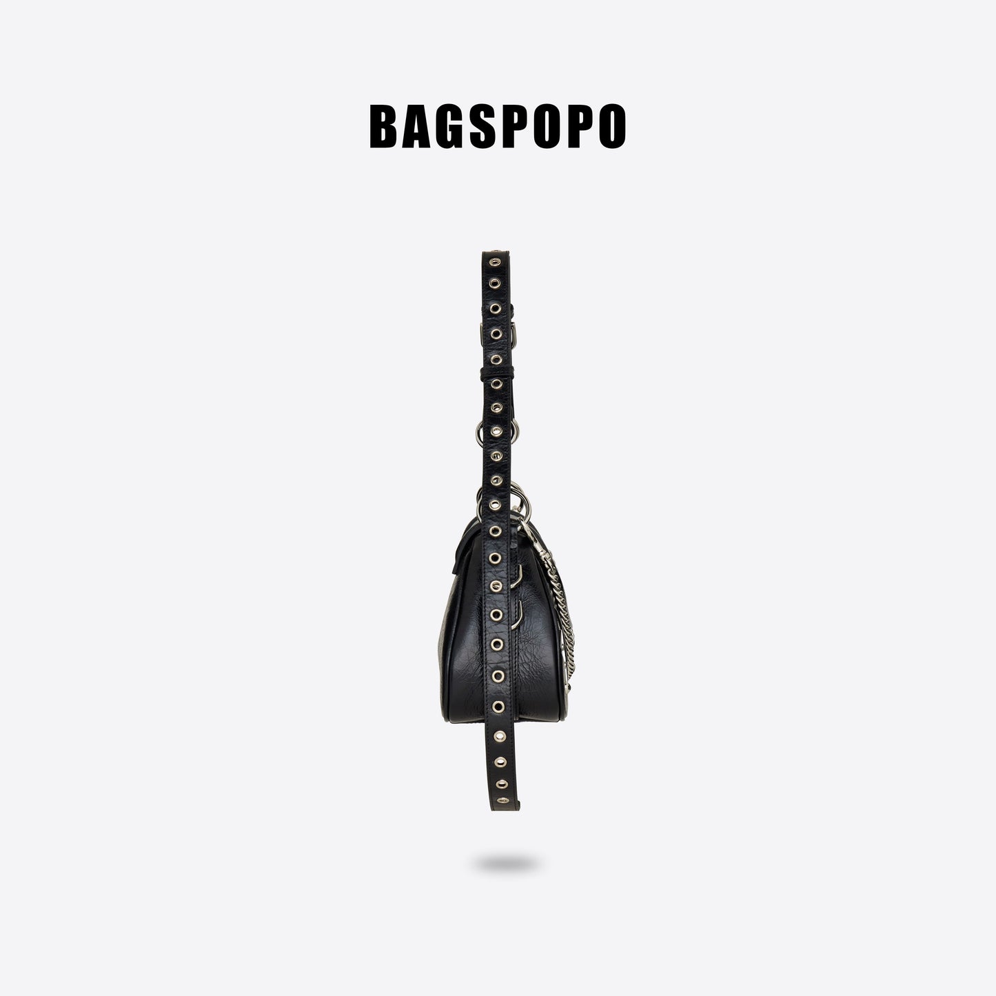 Hourglass Bag-Leather Shoulder Bag-BLACK