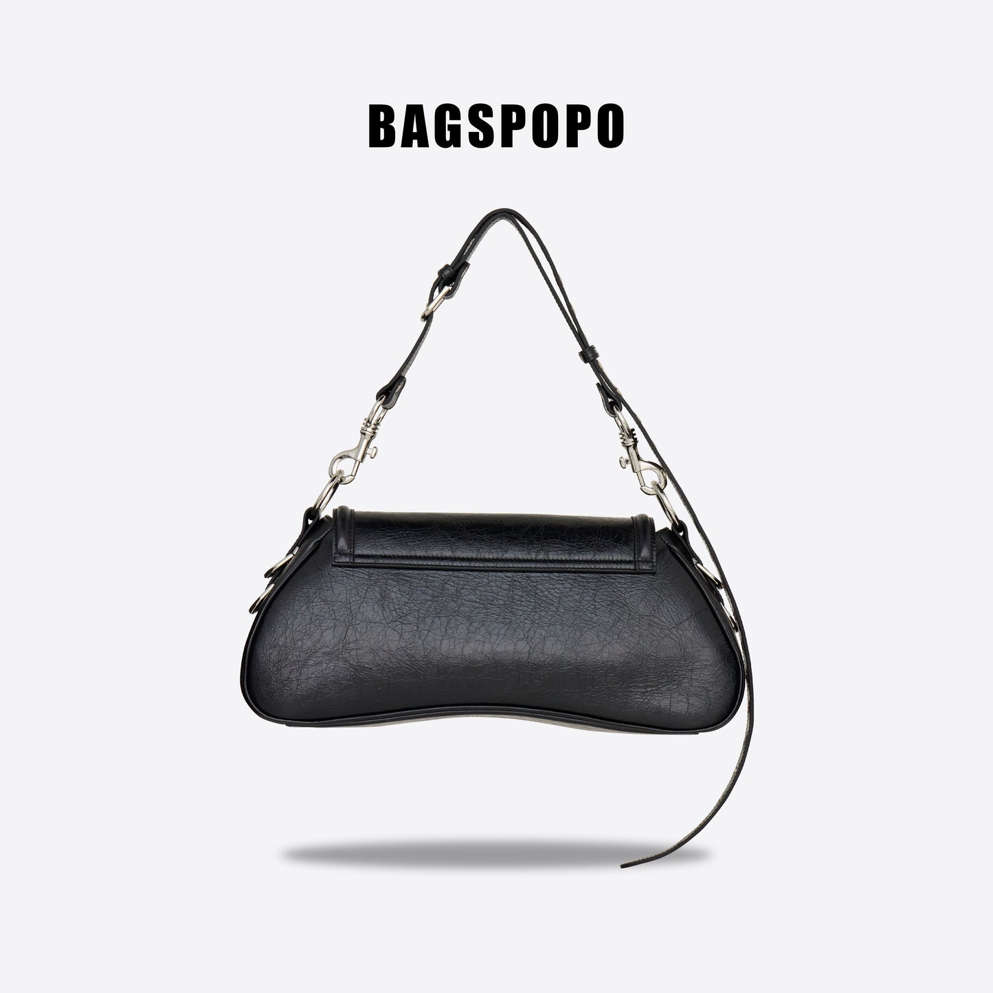 Hourglass Bag-Leather Shoulder Bag-BLACK