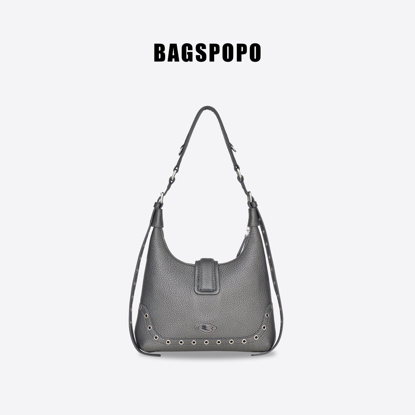 Saddle Bag-Leather Shoulder Bag-GREY