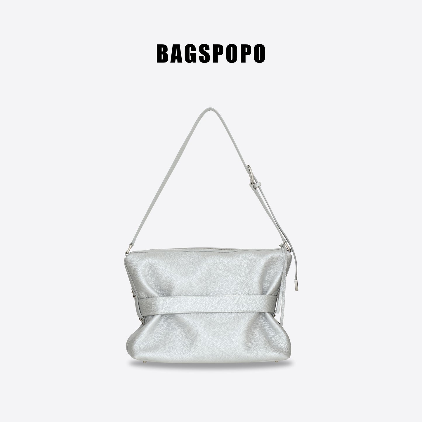 Hobo Bag-Leather Crossbody Bag-SILVER