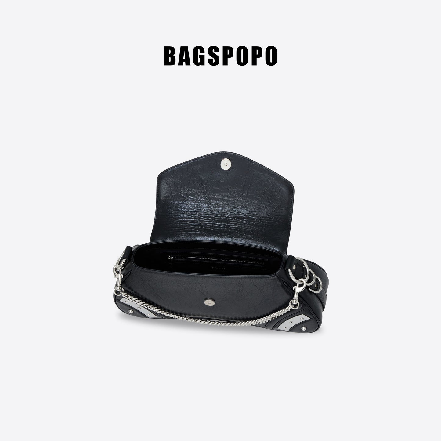 Hourglass Bag-Leather Shoulder Bag-BLACK