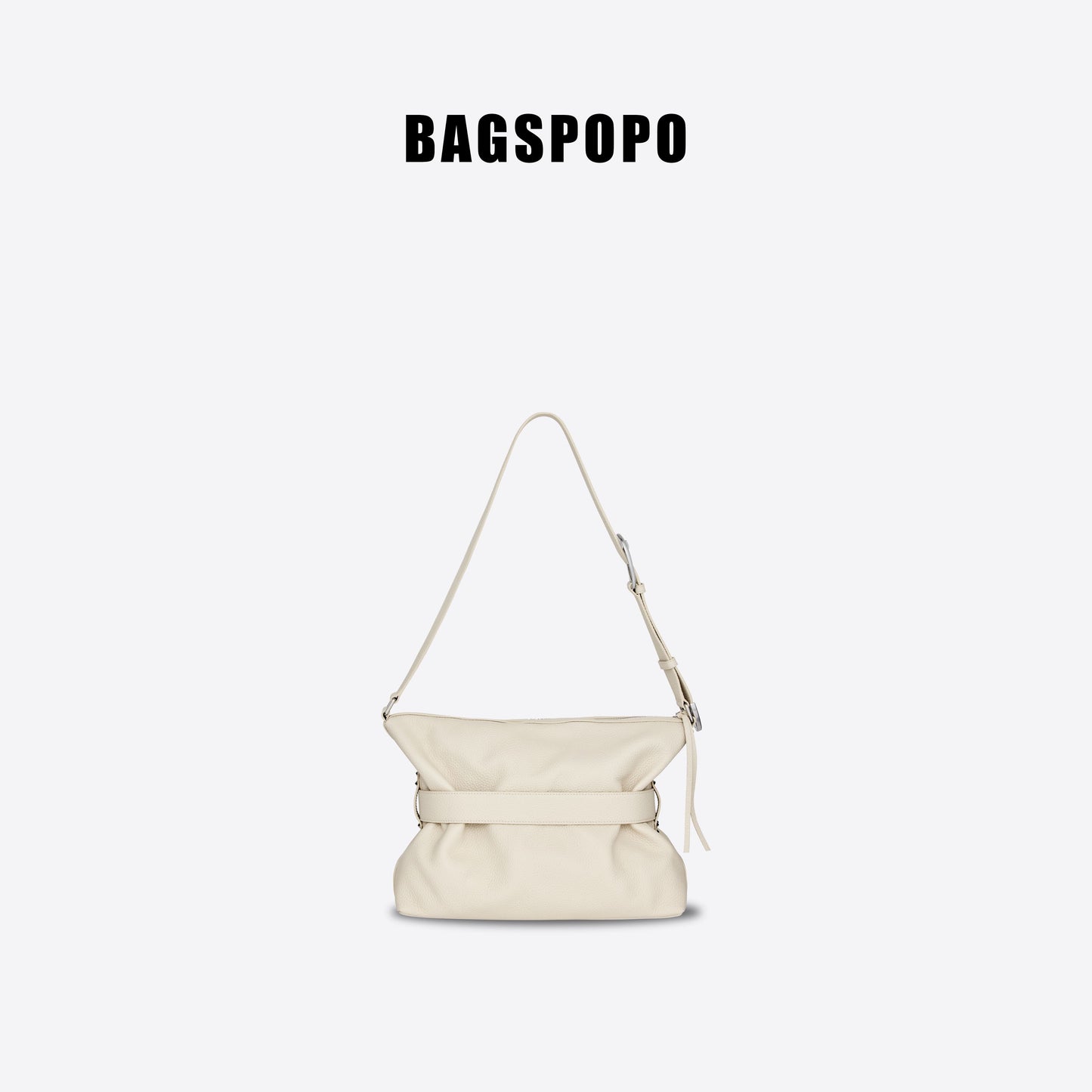 Hobo Bag-Leather Crossbody Bag-WHITE