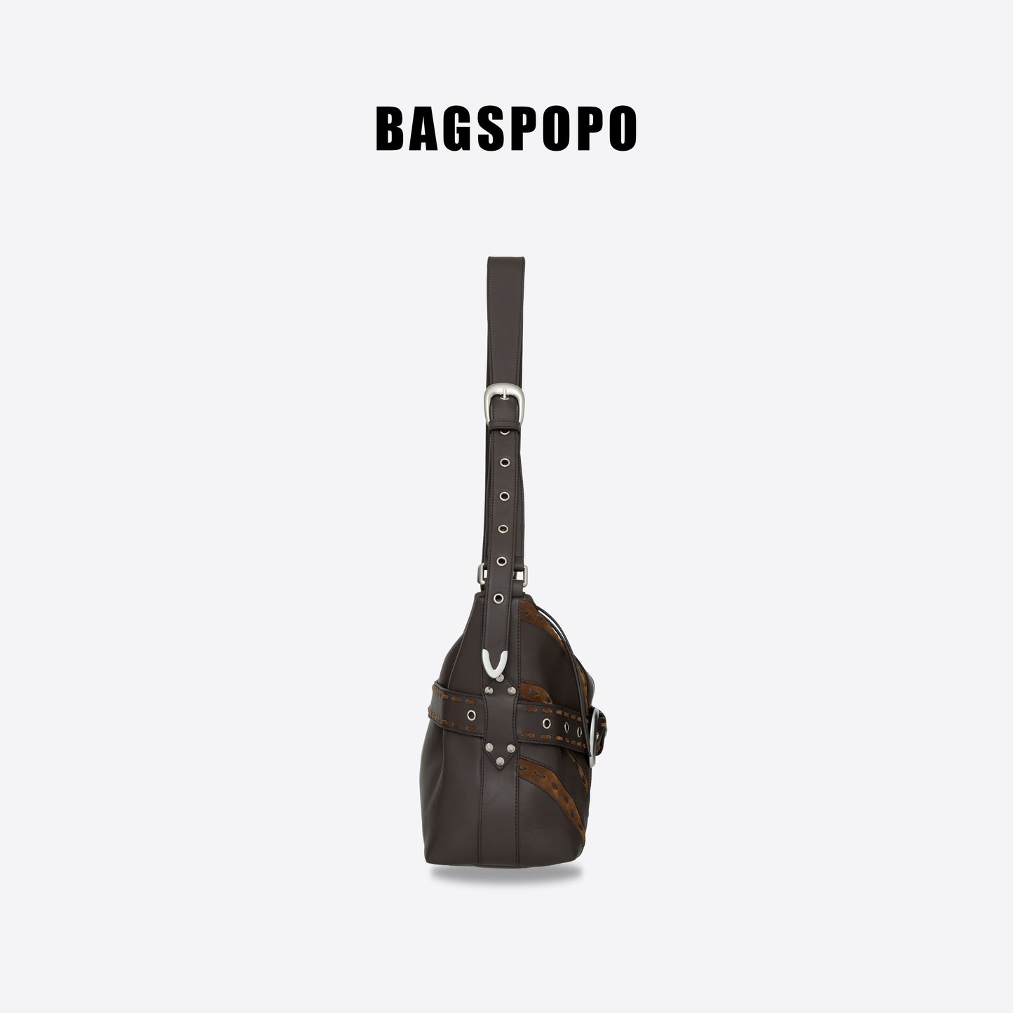 Hobo Bag-Leather Crossbody Bag-BROWN