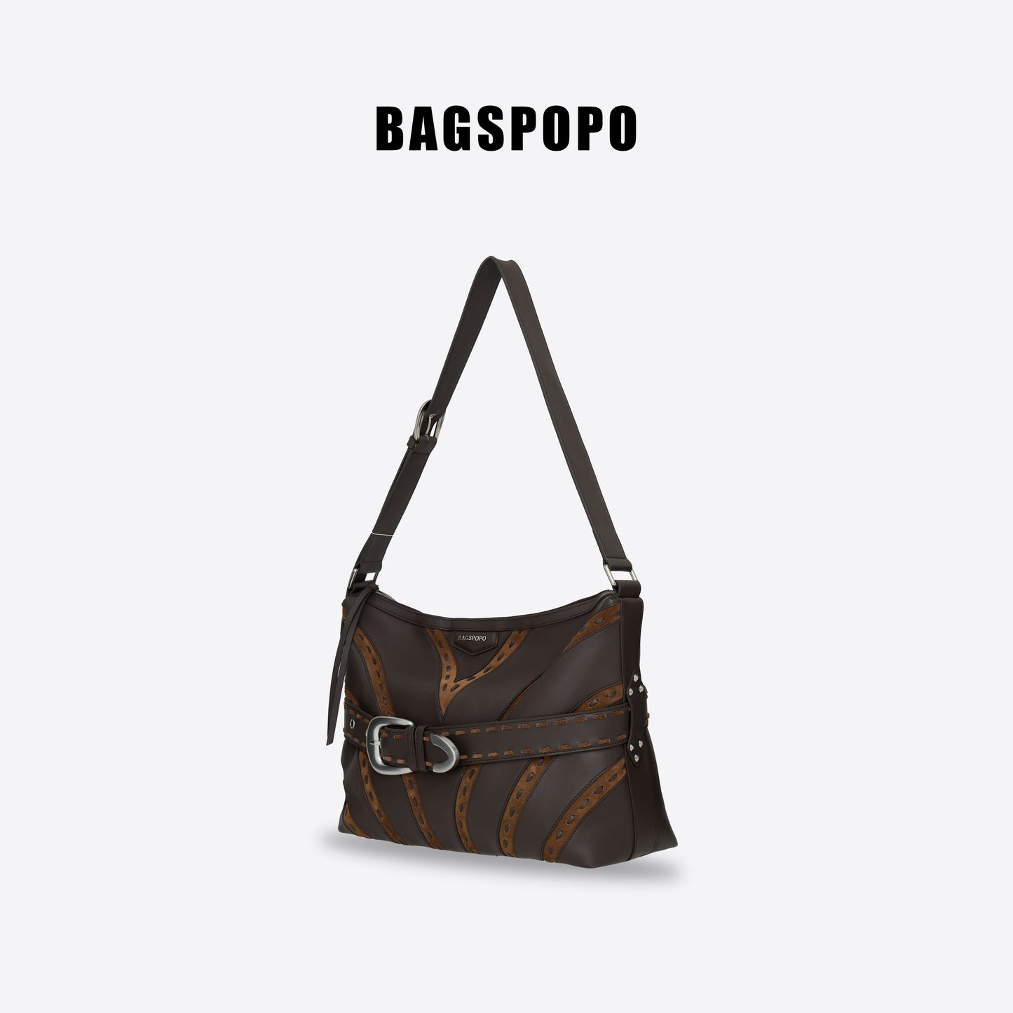 Hobo Bag-Leather Crossbody Bag-BROWN