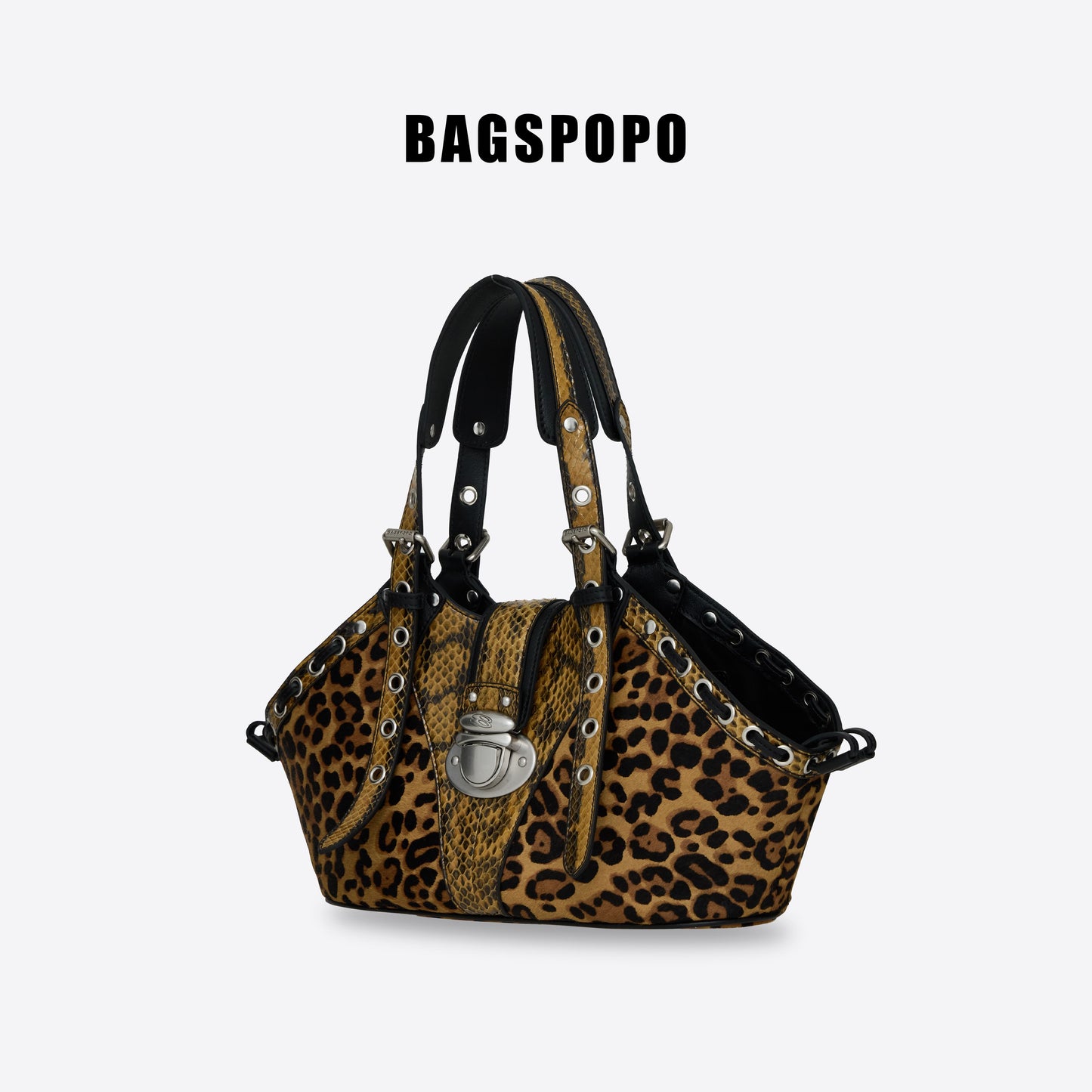 Shell Bag-Leopard Print Suede Cowhide Shoulder Bag