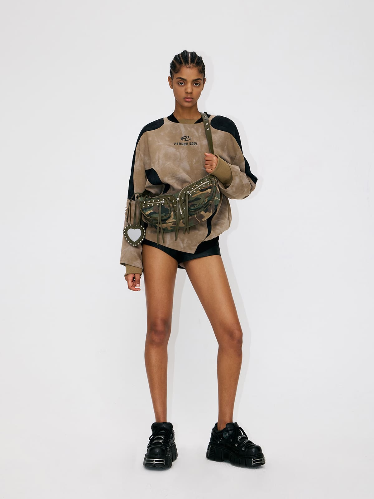 Small Chest Bag-Camouflage Suede Cowhide Crossbody Bag