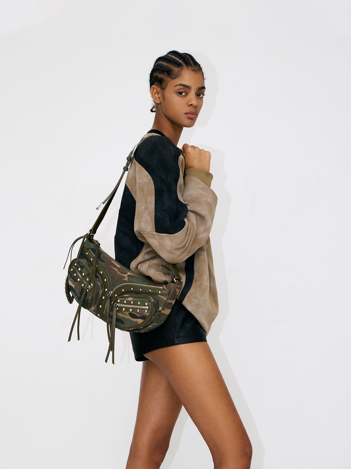 Small Chest Bag-Camouflage Suede Cowhide Crossbody Bag