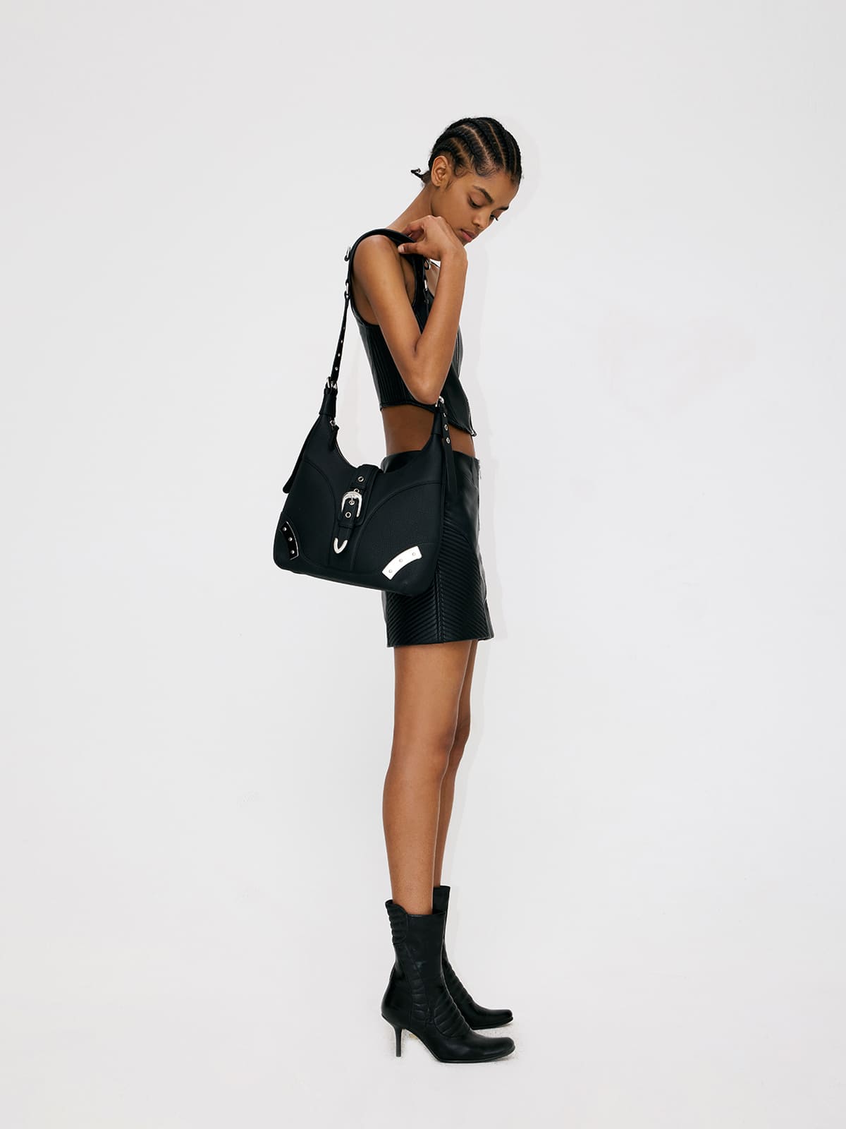 Saddle Bag-Metal Patch Shoulder Bag