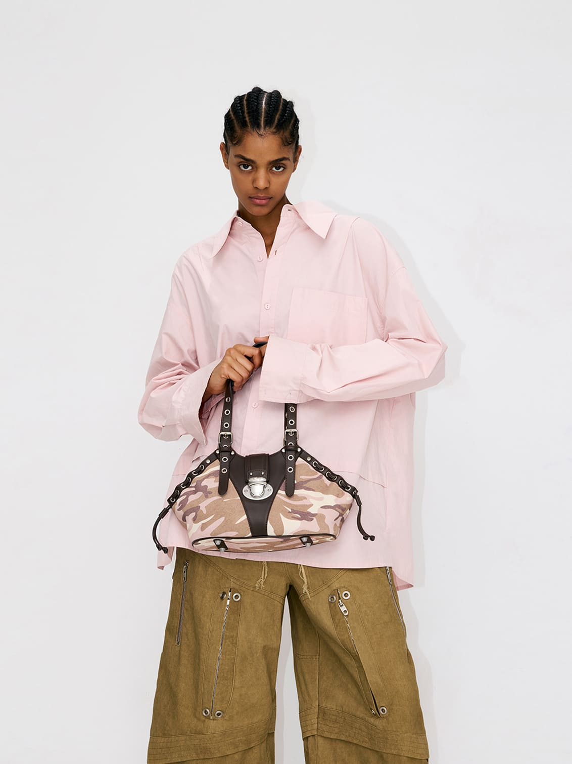 Shell Bag-Camouflage Suede Cowhide Shoulder Bag