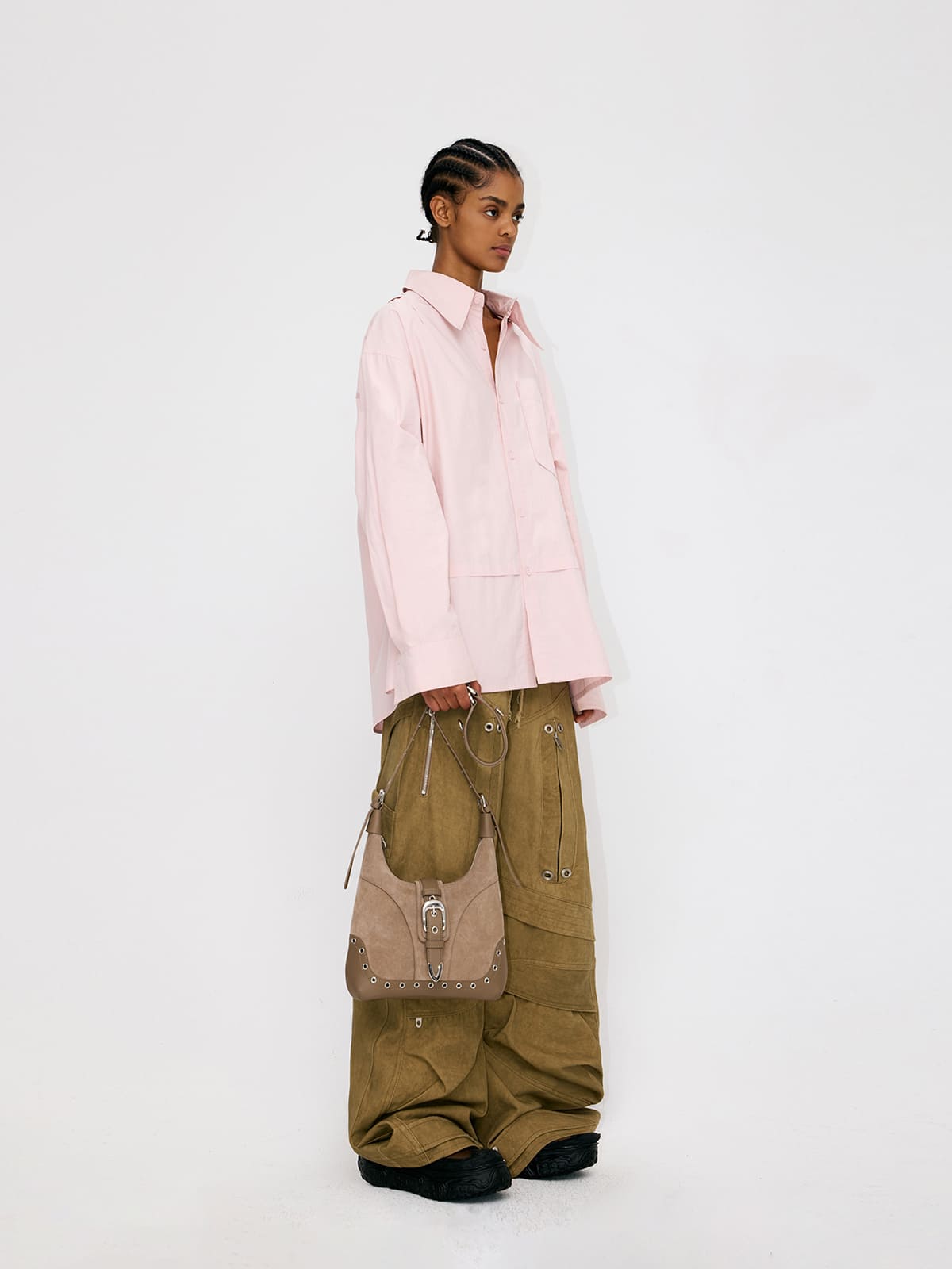 Saddle Bag-Leather Shoulder Bag-APRICOT