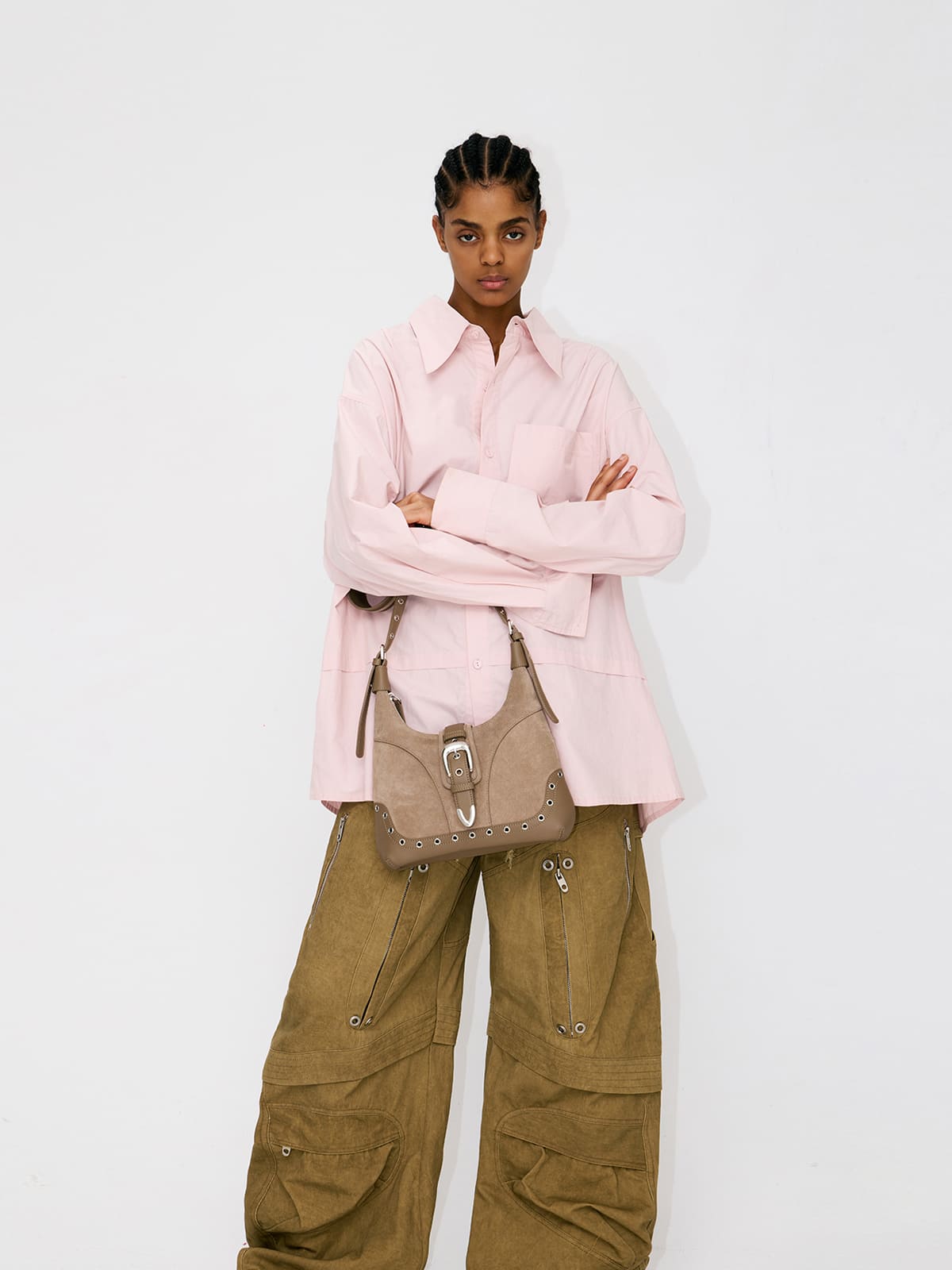 Saddle Bag-Leather Shoulder Bag-APRICOT