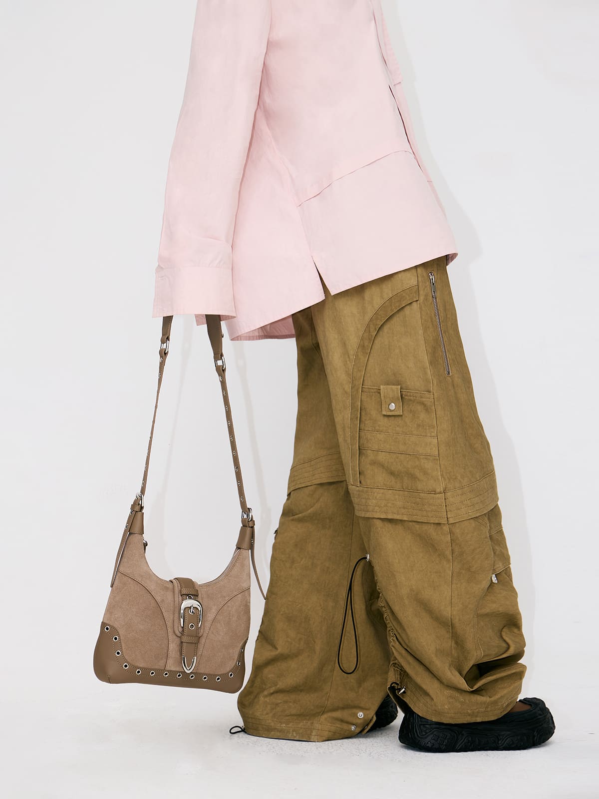 Saddle Bag-Leather Shoulder Bag-APRICOT