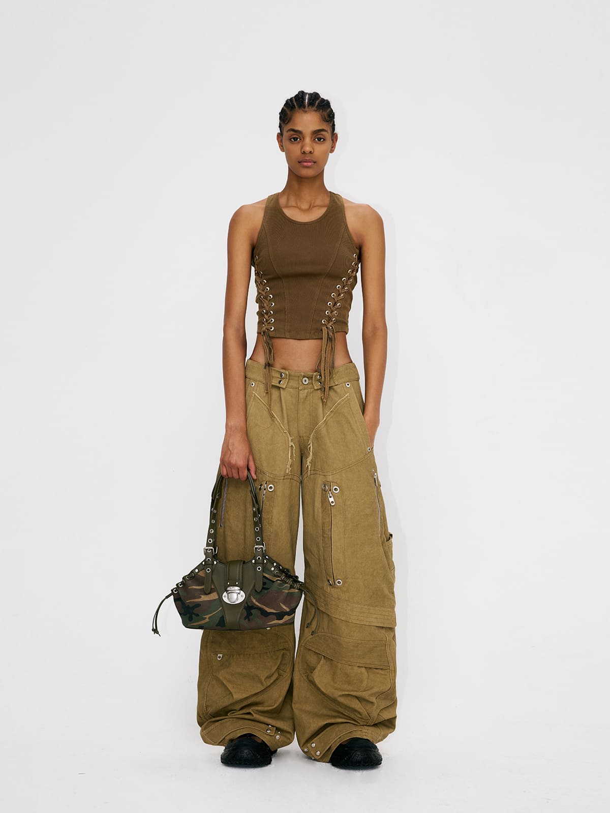 Shell Bag-Camouflage Suede Cowhide Shoulder Bag