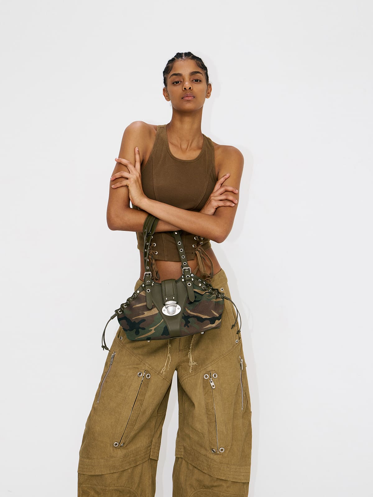 Shell Bag-Camouflage Suede Cowhide Shoulder Bag