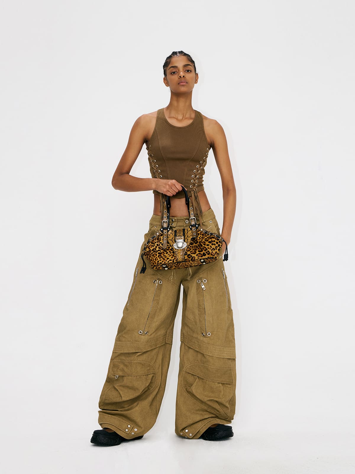 Shell Bag-Leopard Print Suede Cowhide Shoulder Bag
