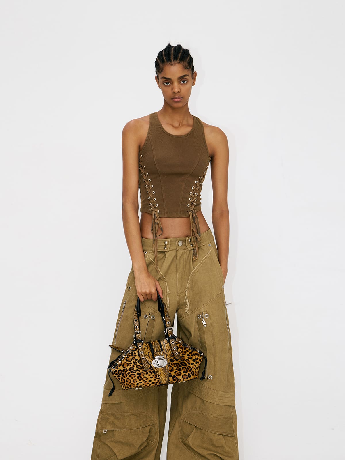 Shell Bag-Leopard Print Suede Cowhide Shoulder Bag