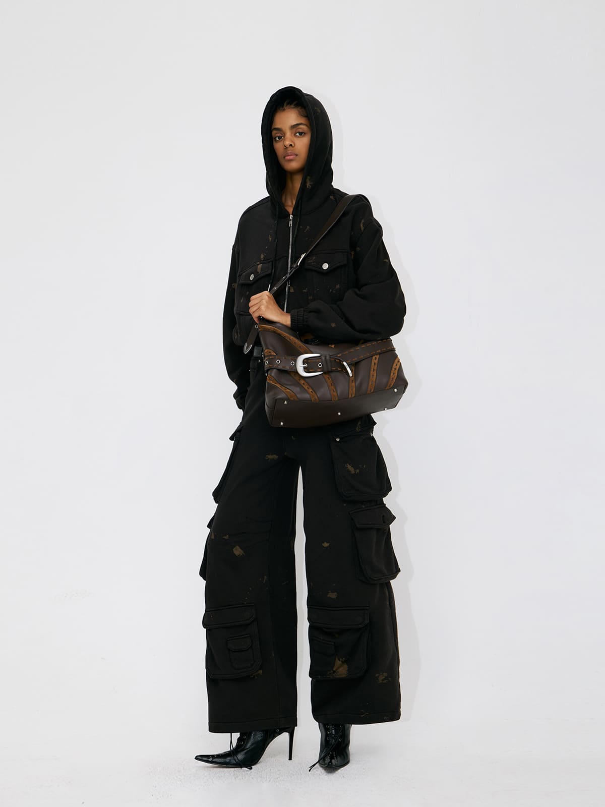 Hobo Bag-Leather Crossbody Bag-BROWN