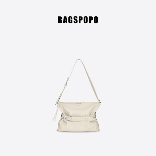 Hobo Bag-Leather Crossbody Bag-WHITE