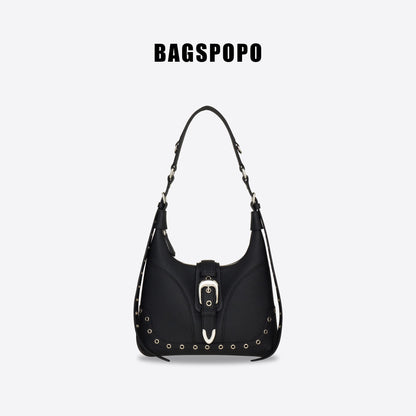 Saddle Bag-Leather Shoulder Bag-BLACK