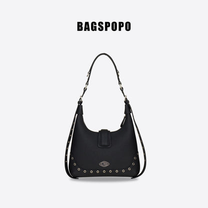 Saddle Bag-Leather Shoulder Bag-BLACK