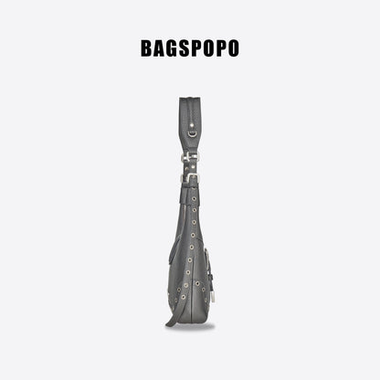 Saddle Bag-Leather Shoulder Bag-GREY