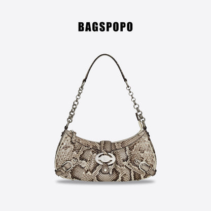 Wonton Bag-Python Leather Shoulder Bag