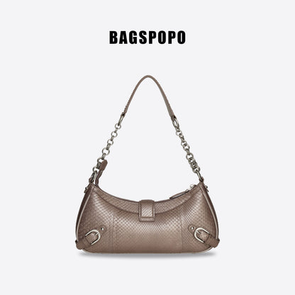 Wonton Bag-Python Leather Shoulder Bag