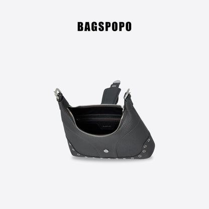 Saddle Bag-Leather Shoulder Bag-GREY