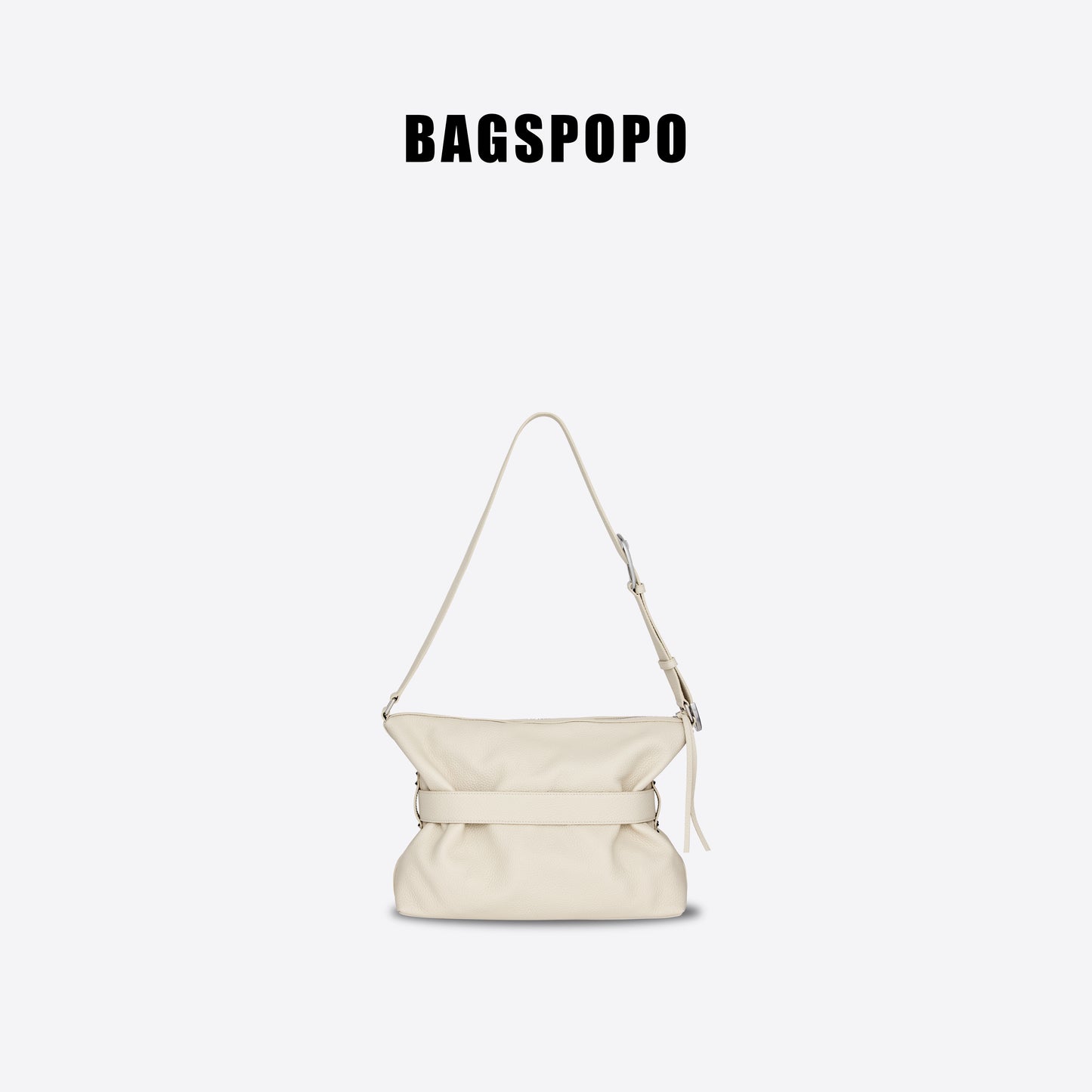 Hobo Bag-Leather Crossbody Bag-WHITE