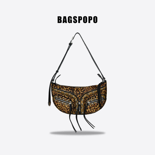 Small Chest Bag-Leopard Print Suede Cowhide Crossbody Bag