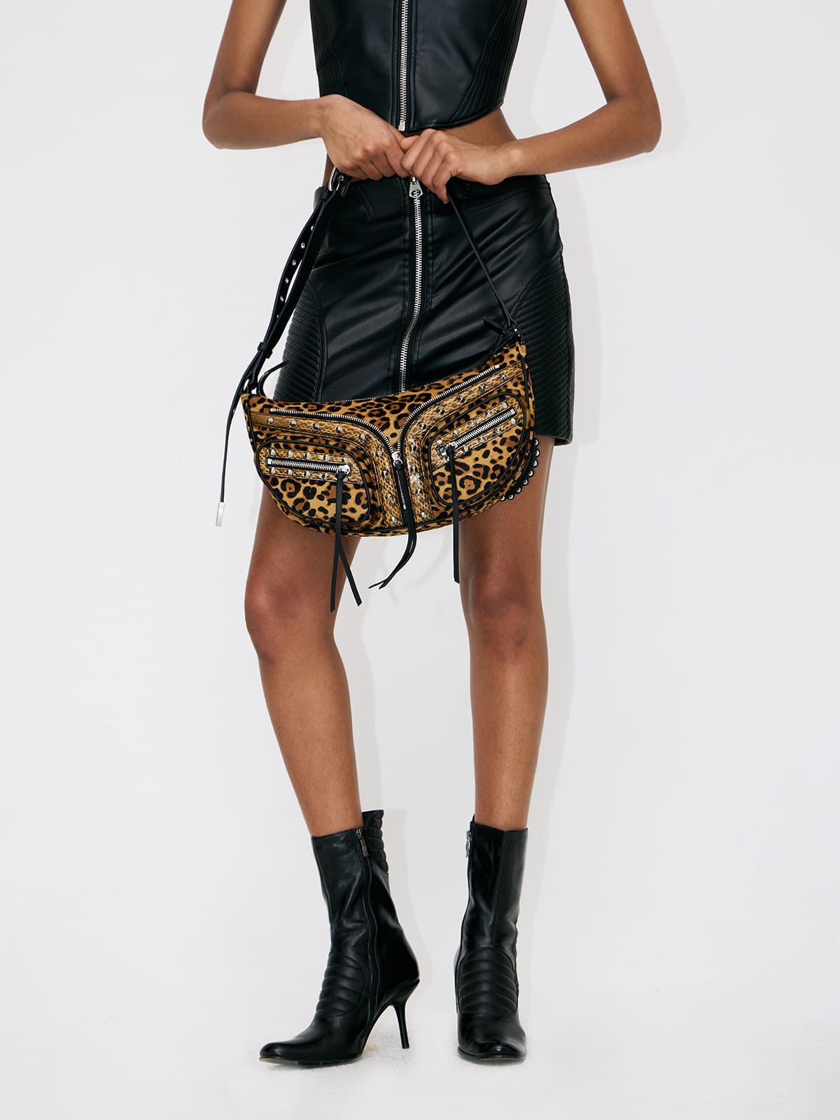 Small Chest Bag-Leopard Print Suede Cowhide Crossbody Bag