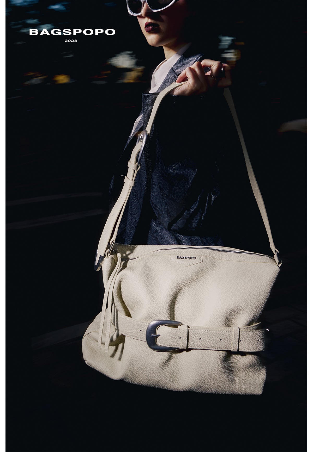 Hobo Bag-Leather Crossbody Bag-WHITE